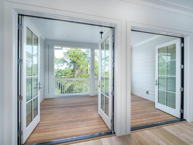entryway featuring french doors and wood finished floors