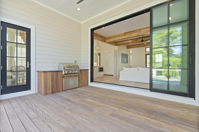 114 Climbing Rose Way, Santa Rosa Beach, FL 32459 - wooden terrace with exterior kitchen and ceiling fan