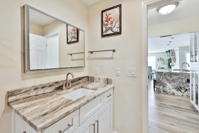 bathroom featuring hardwood / wood-style floors and vanity