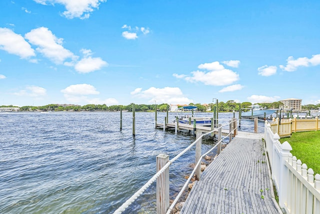 view of dock featuring a water view