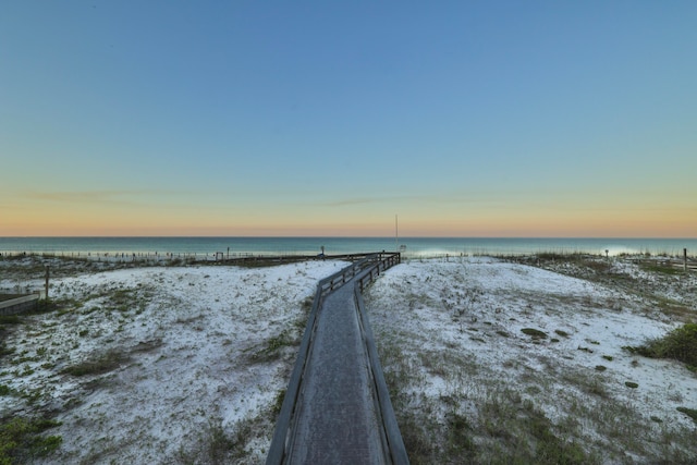 property view of water with a beach view