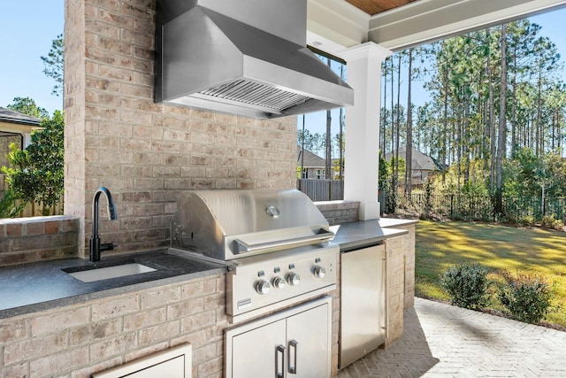 view of patio / terrace featuring a grill, sink, and area for grilling