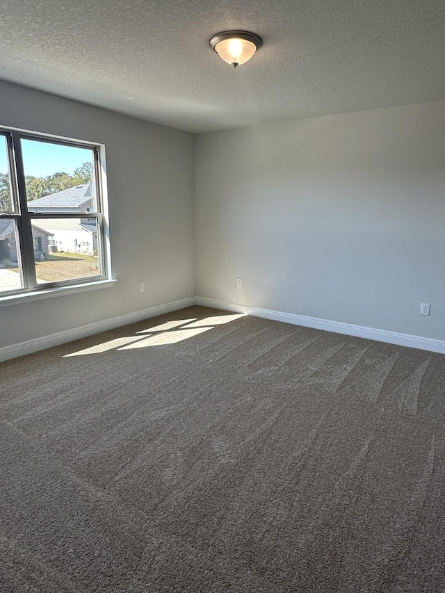 unfurnished room featuring carpet and a textured ceiling