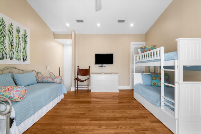 bedroom with light hardwood / wood-style flooring