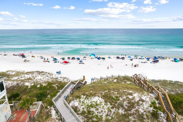 property view of water featuring a beach view