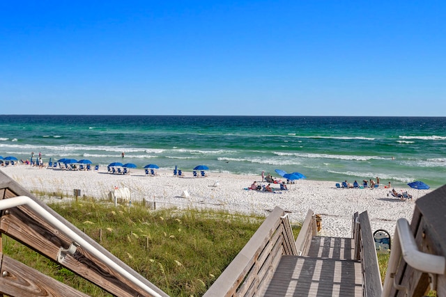 property view of water with a beach view