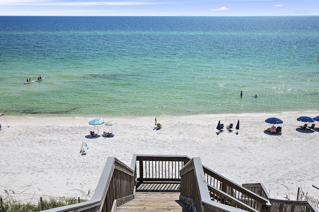 property view of water with a beach view