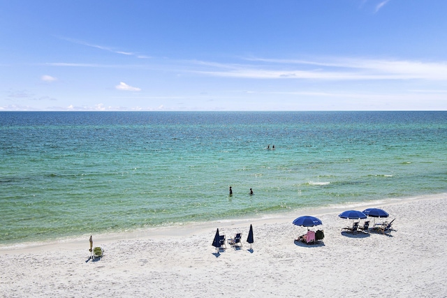 view of water feature featuring a beach view