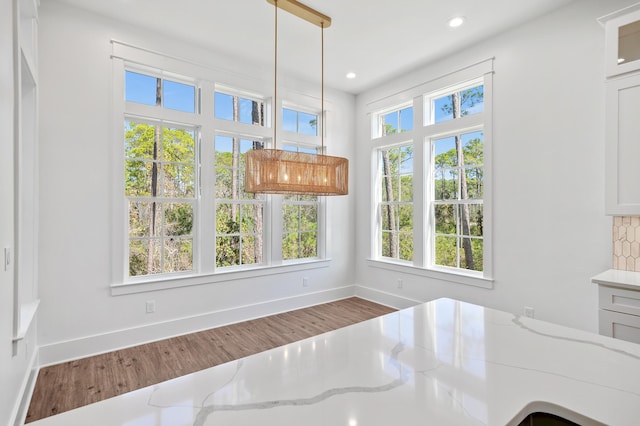 dining area with hardwood / wood-style floors and plenty of natural light