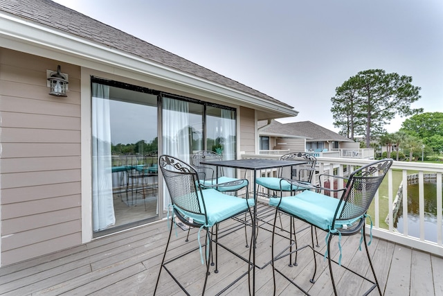 wooden balcony with a deck