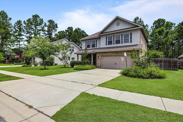 view of front facade featuring a front yard and a garage