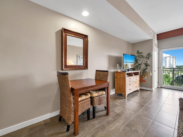 view of tiled dining space