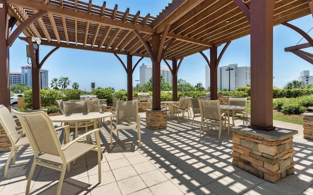 view of patio featuring a pergola