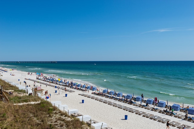 property view of water featuring a view of the beach