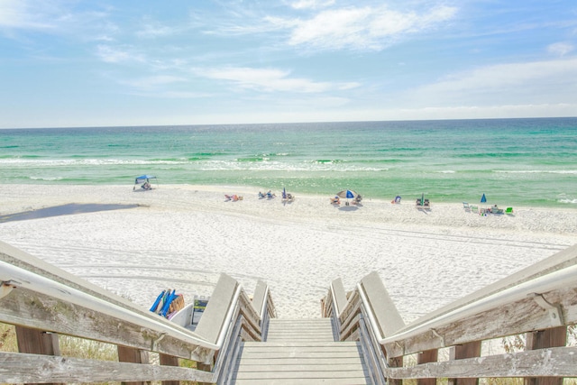 property view of water with a beach view