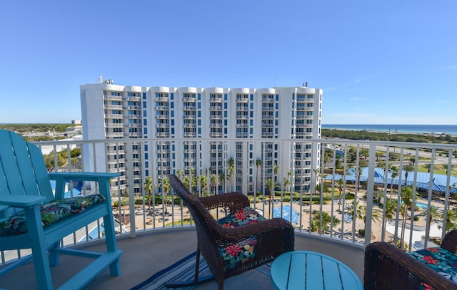 balcony with a water view