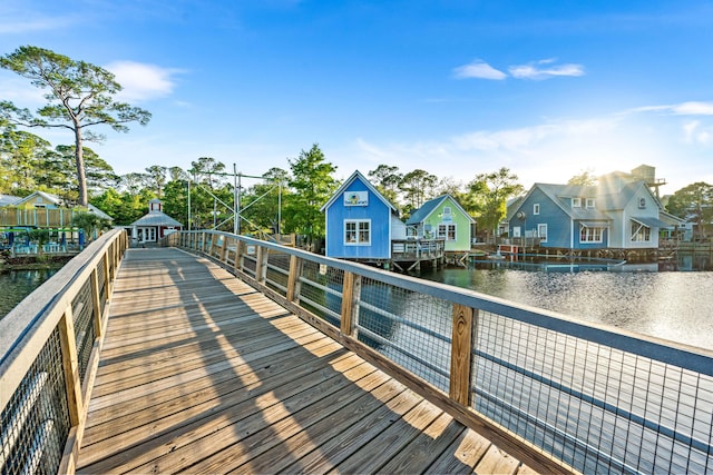 dock area featuring a water view