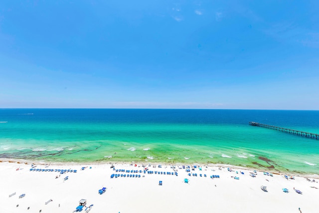 property view of water featuring a view of the beach