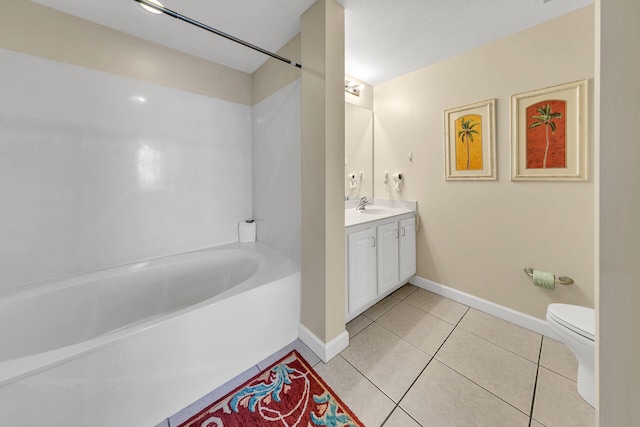 full bathroom featuring tile patterned floors, vanity, toilet, and shower / tub combination