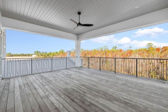 wooden terrace with ceiling fan