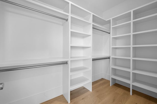 walk in closet with hardwood / wood-style flooring