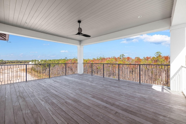 wooden terrace with ceiling fan