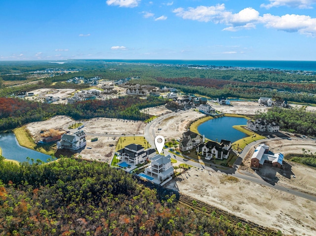 bird's eye view featuring a water view