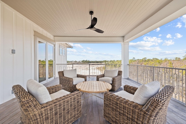 deck with a ceiling fan