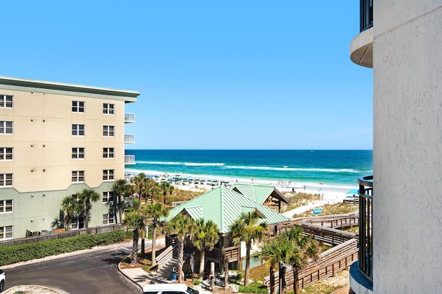 property view of water with a beach view