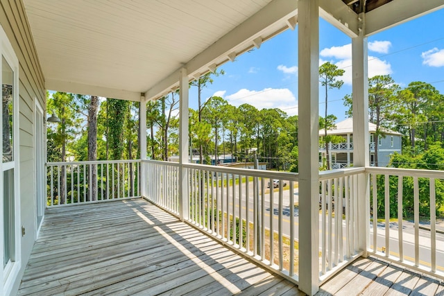 wooden deck with covered porch