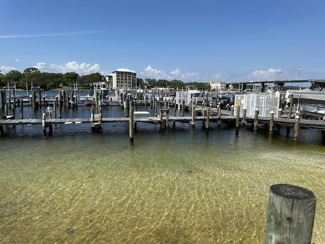 dock area featuring a water view