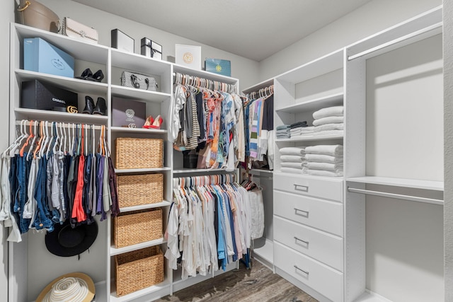 walk in closet featuring hardwood / wood-style floors