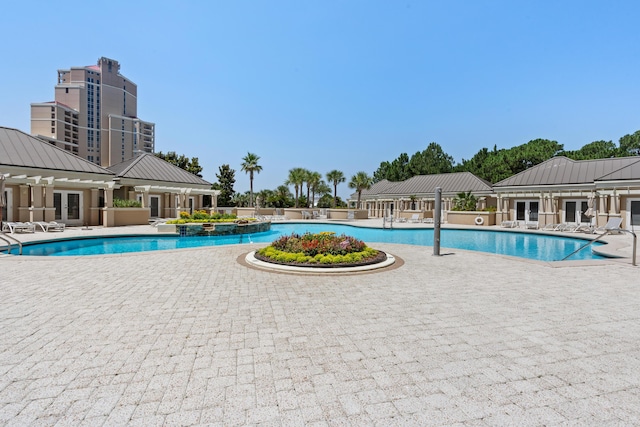 view of pool featuring a patio area