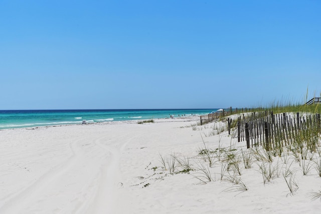 property view of water featuring a view of the beach