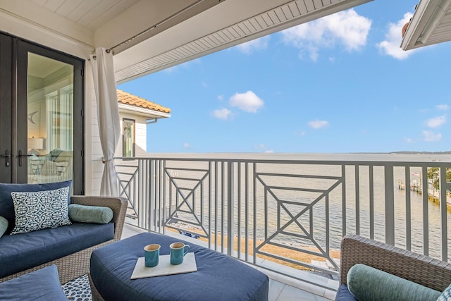 balcony with a water view