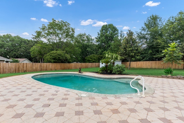 view of swimming pool with a patio