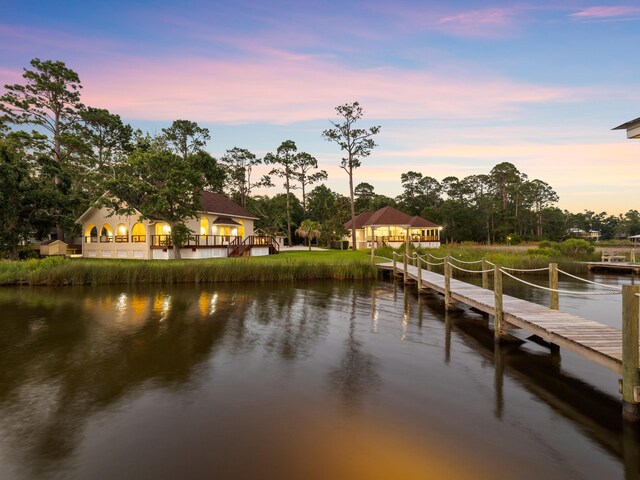 dock area featuring a water view