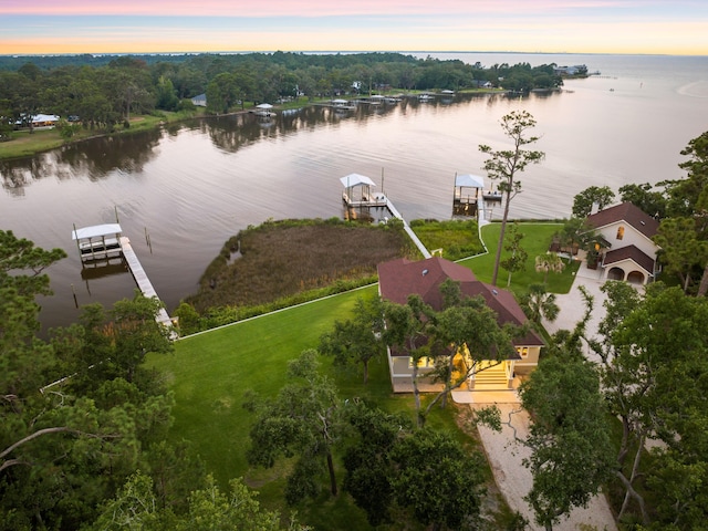 bird's eye view featuring a water view