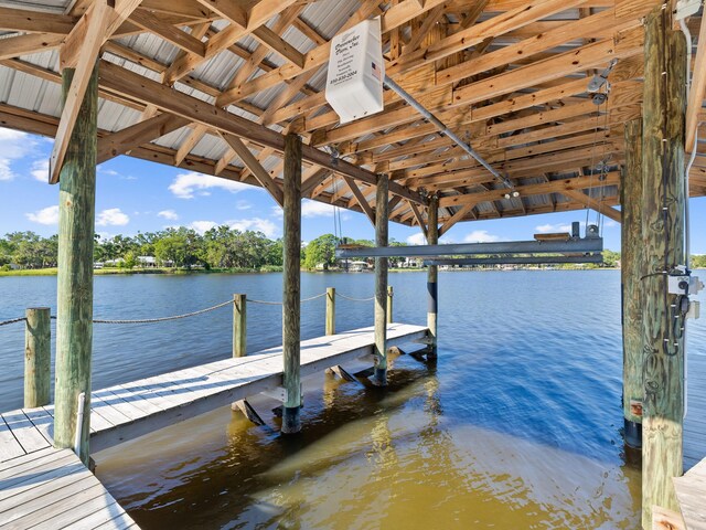 dock area featuring a water view