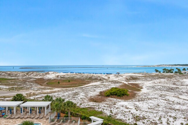 property view of water with a beach view