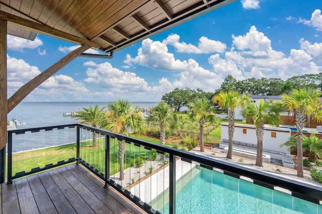 balcony with a water view