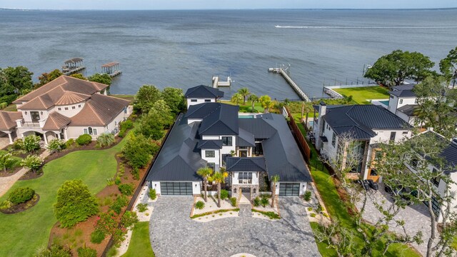 bird's eye view featuring a water view