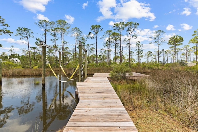 dock area featuring a water view