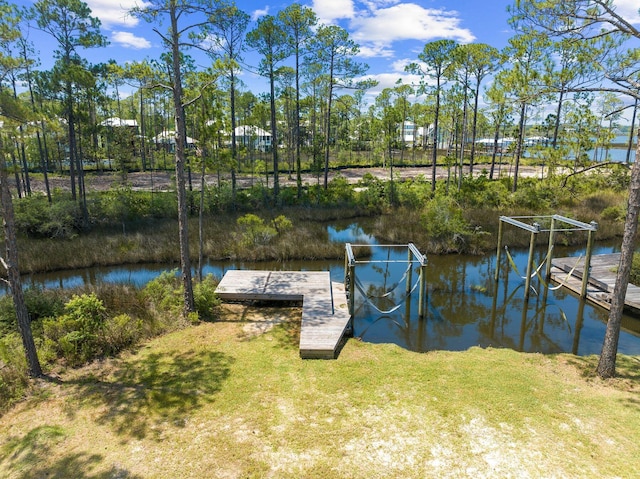 dock area featuring a water view