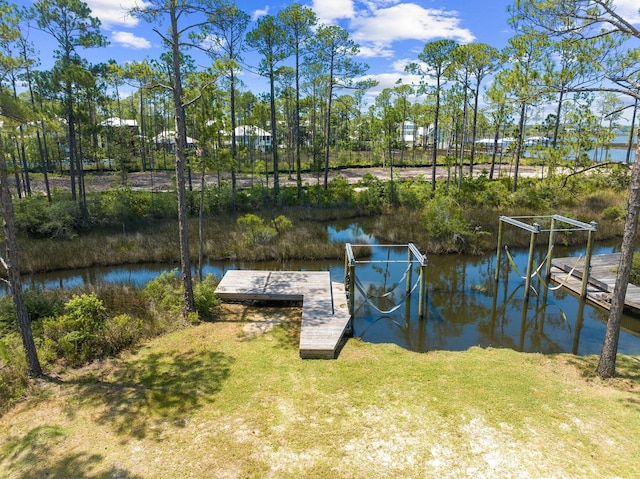 109 W Nursery Rd, Santa Rosa Beach, FL 32459 - dock area featuring a water view and view of scattered trees