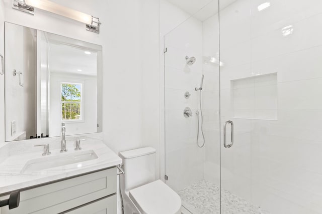 109 W Nursery Rd, Santa Rosa Beach, FL 32459 - full bathroom with a stall shower, toilet, and vanity