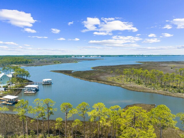 water view with a boat dock