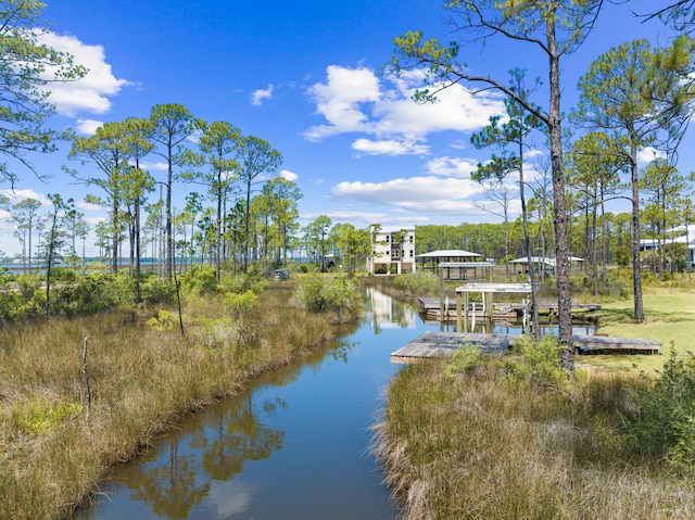 view of dock featuring a water view