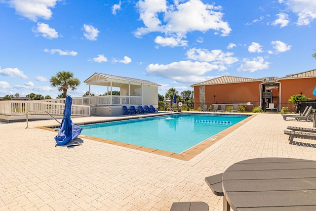 view of pool featuring a patio