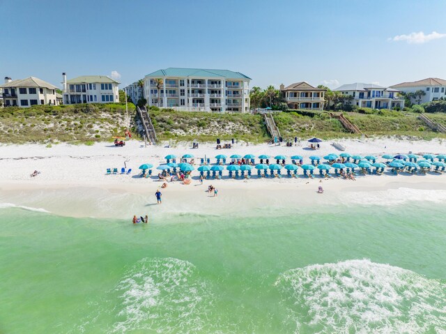 exterior space featuring a beach view